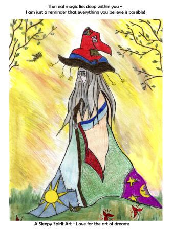 The Wizard, plakat kun hos Shop by A Sleepy Spirit Art