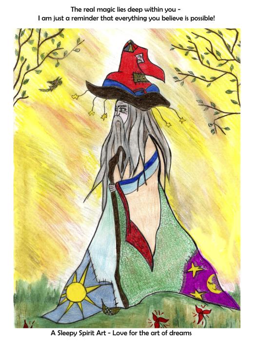 The Wizard, plakat kun hos Shop by A Sleepy Spirit Art
