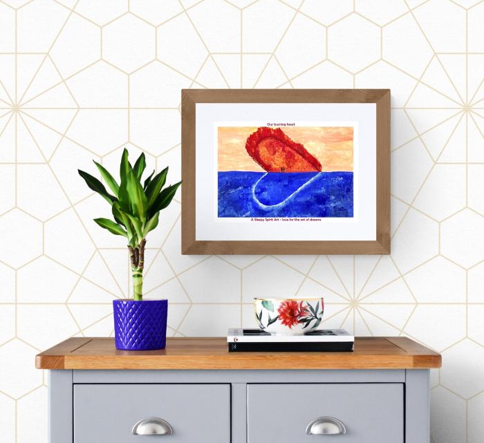 Burning Heart - Inspireret Plakat i A3 Format; Mockup