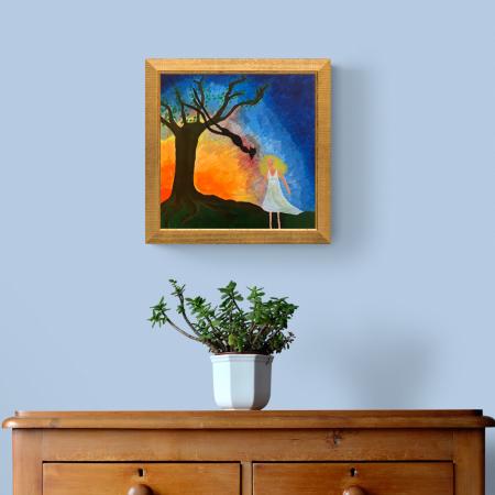 Addie LaRue - Unikt Acrylmaleri på Lærred (40x40 cm) Med Ramme | Køb Kunst Online | Mockup
