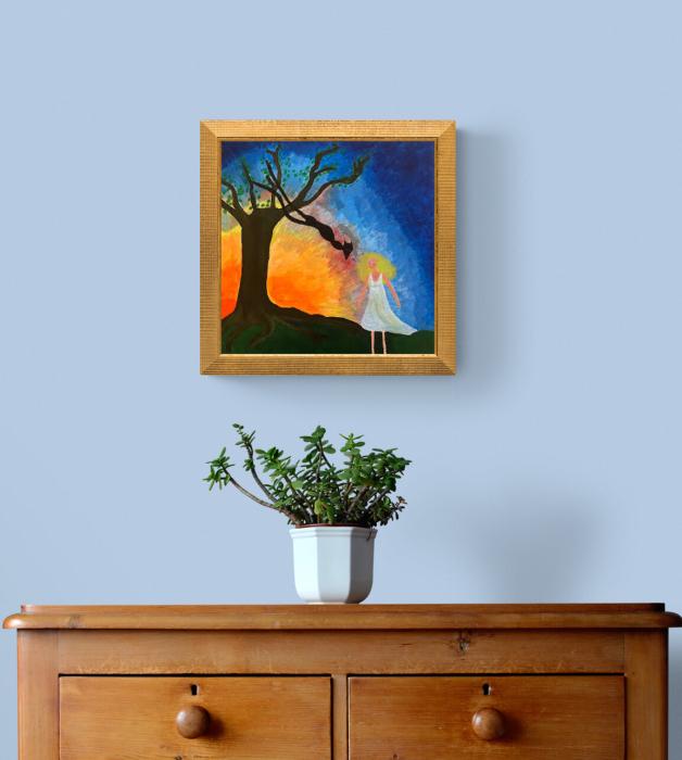 Addie LaRue - Unikt Acrylmaleri på Lærred (40x40 cm) Med Ramme | Køb Kunst Online | Mockup