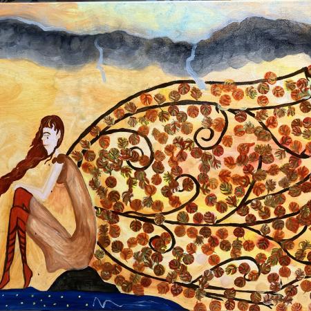 Forever Autumn - Originalt Akrylmaleri (80x60 cm) med Ramme og Gratis Fragt