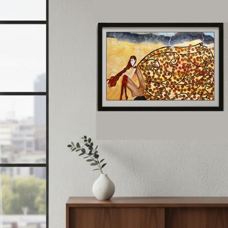 Forever Autumn - Originalt Akrylmaleri (80x60 cm) med Ramme og Gratis Fragt; Mockup
