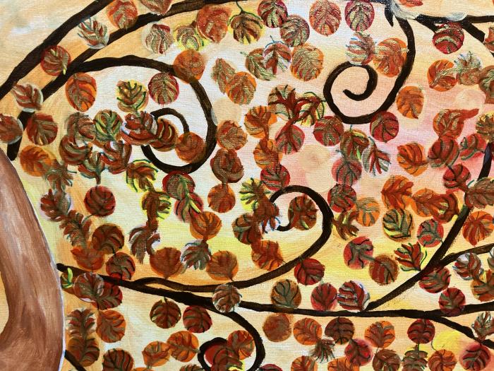 Forever Autumn - Originalt Akrylmaleri (80x60 cm) med Ramme og Gratis Fragt; detaljer