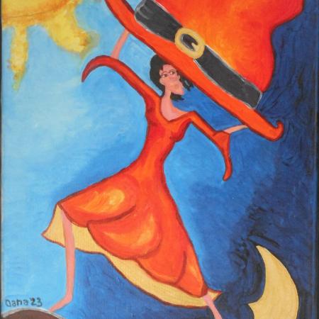 Balance Exercise - Originalt Akrylmaleri på Lærred (40x30 cm) med Ramme