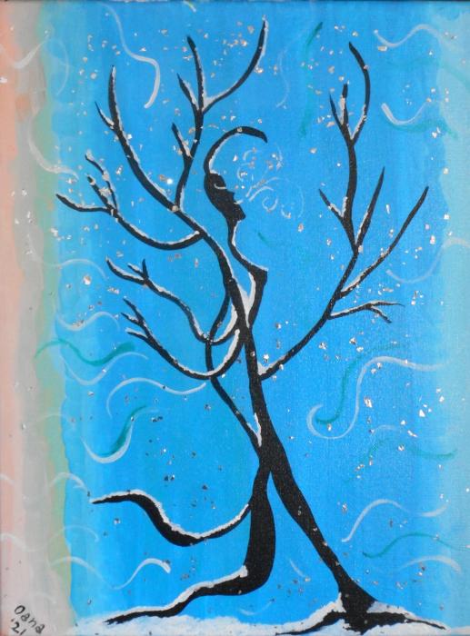 Four Seasons: Samling af Fire Akrylmalerier med Sølvrammer og Gratis Fragt