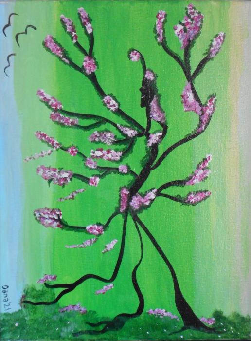 Four Seasons: Samling af Fire Akrylmalerier med Sølvrammer og Gratis Fragt