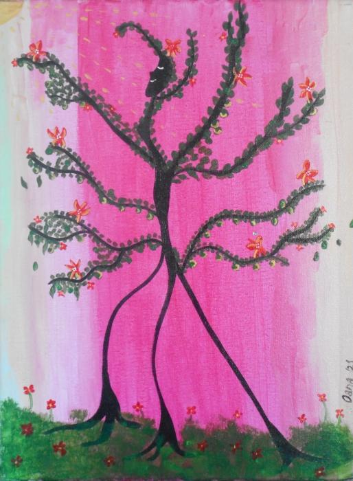 Four Seasons: Samling af Fire Akrylmalerier med Sølvrammer og Gratis Fragt