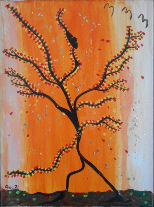 Four Seasons: Samling af Fire Akrylmalerier med Sølvrammer og Gratis Fragt