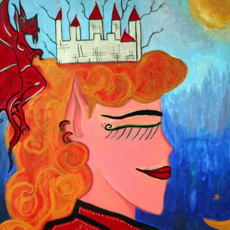 Elf Queen - Original Acrylmaleri på Lærred med Rammevalg (40x30 cm)