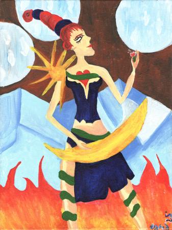 Elements - Originalt Akrylmaleri på Lærred med Ramme (40x30 cm)