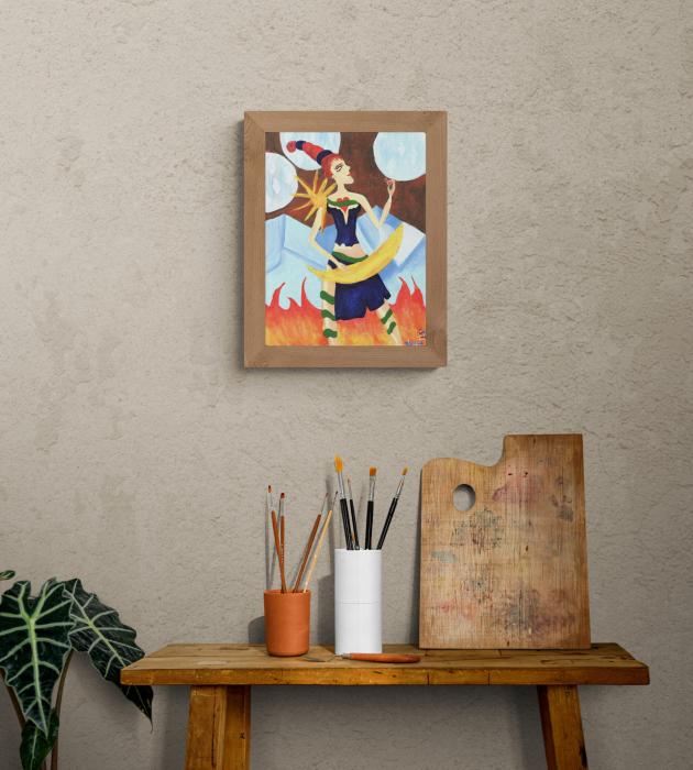 Elements - Originalt Akrylmaleri på Lærred med Ramme (40x30 cm)