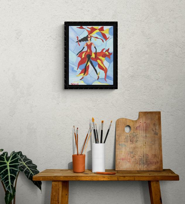 Fire on Ice - Originalt Akrylmaleri med Ramme (40x30 cm) - Køb Nu!