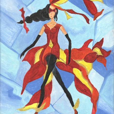 Fire on Ice - Originalt Akrylmaleri med Ramme (40x30 cm) - Køb Nu!