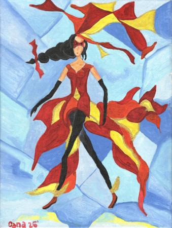 Fire on Ice - Originalt Akrylmaleri med Ramme (40x30 cm) - Køb Nu!