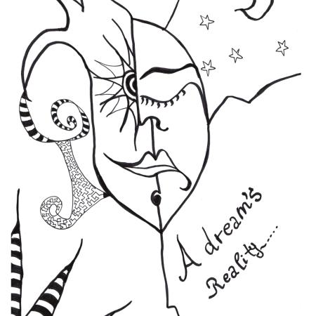 Dreams Reality - A3 Plakat Inspireret af Tegning (49,00 DKK Fragt)