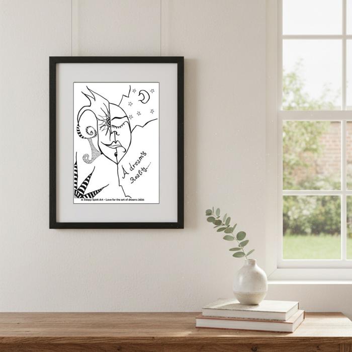 Dreams Reality - A3 Plakat Inspireret af Tegning (49,00 DKK Fragt)