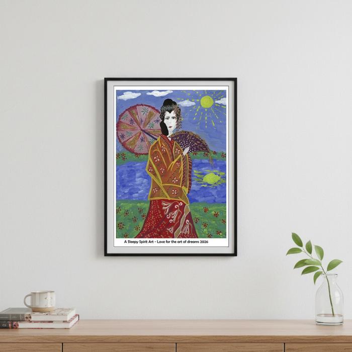 Geisha Art Plakat - A3 Format - Inspireret Tegning - 49 DKK Fragt