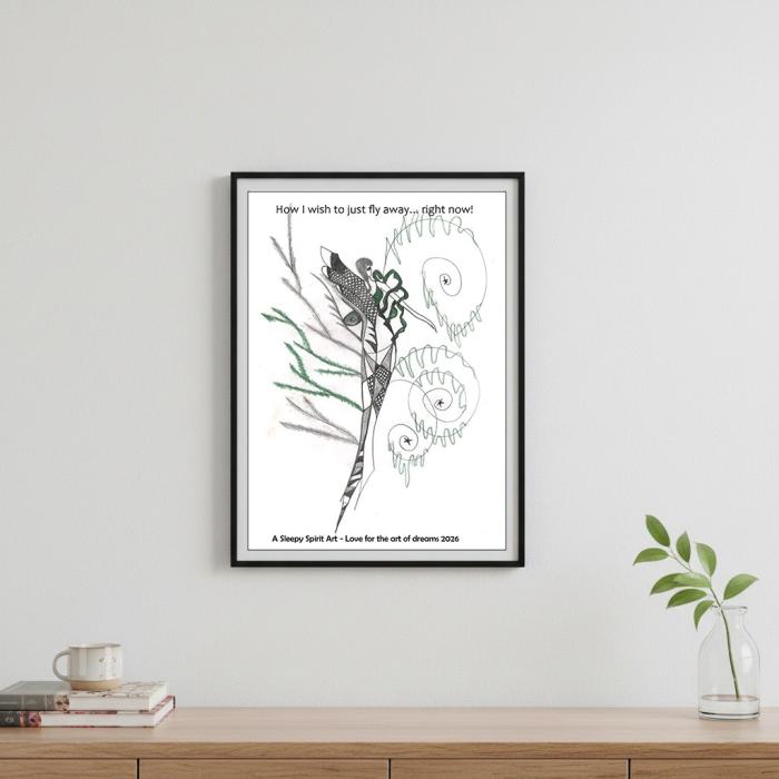 Green Escape Plakat – A3 Format, Inspireret Tegning, Uden Ramme, Fragt 49 DKK