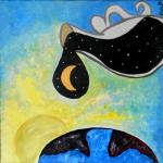 Day into Night - Acrylic on Canvas (50x50 cm) | Explore the Dance of Light and Darkness