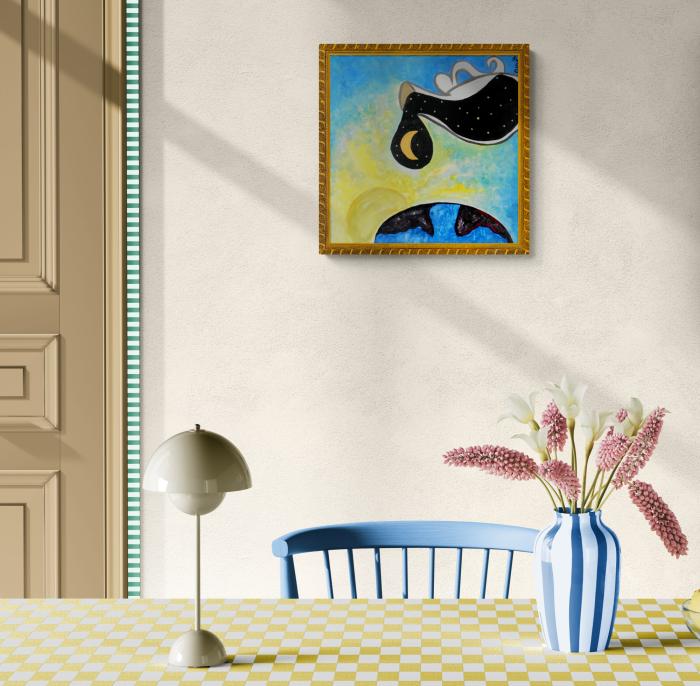 Day into Night - Acrylic on Canvas (50x50 cm) | Explore the Dance of Light and Darkness