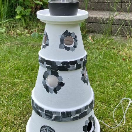 Ceramic lighthouse with solar light.