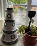 Ceramic lighthouse with solar light.