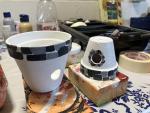 Ceramic lighthouse with solar light.