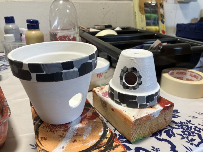 Ceramic lighthouse with solar light.