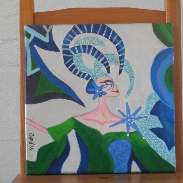 Dream Keeper by Night | 30 x 30 cm | Akryl på lærred | Til salg uden ramme.